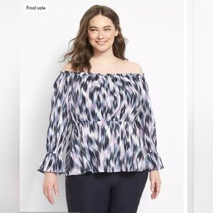 Lane Bryant Fitted Off-The-Shoulder Bracelet Sleeve Blouse 22/24
